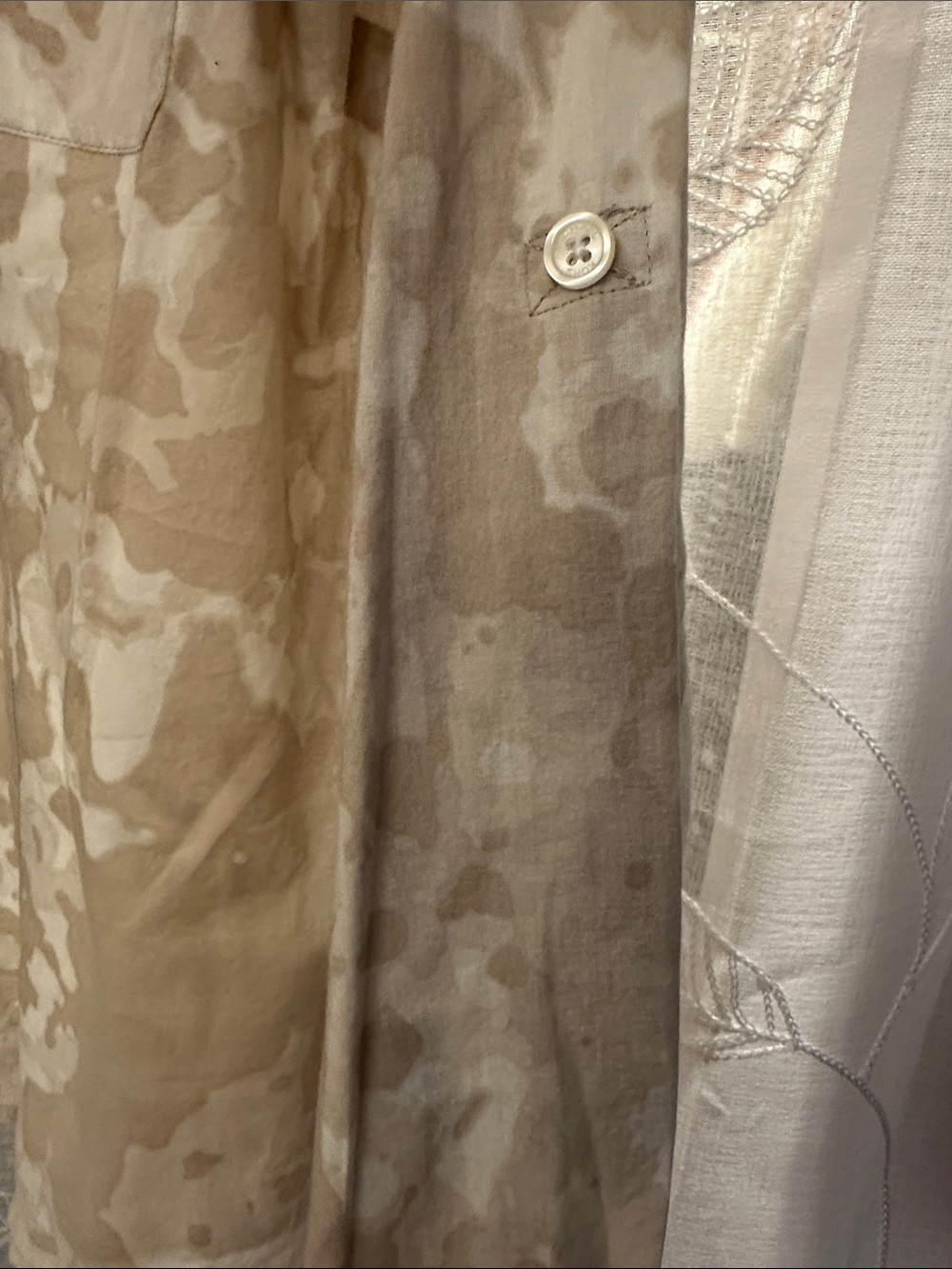 Michael Kors Women's Beige and Tan Camouflage Button-Down Shirt - Picture 4 of 5